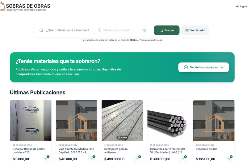 Sobras de Obras: una plataforma para reutilizar materiales de construcción y reducir el descarte
